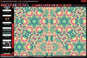 A window with various generated geometric shapes (fractals) on display.