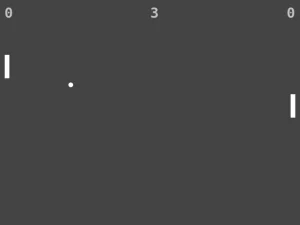 A screenshot of a game of pong with simple graphics.